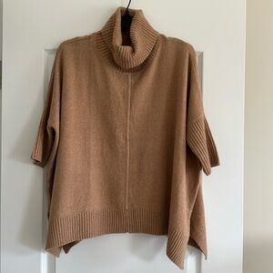 LOFT Turtleneck Poncho Sweater, size XSP, toasty camel color
